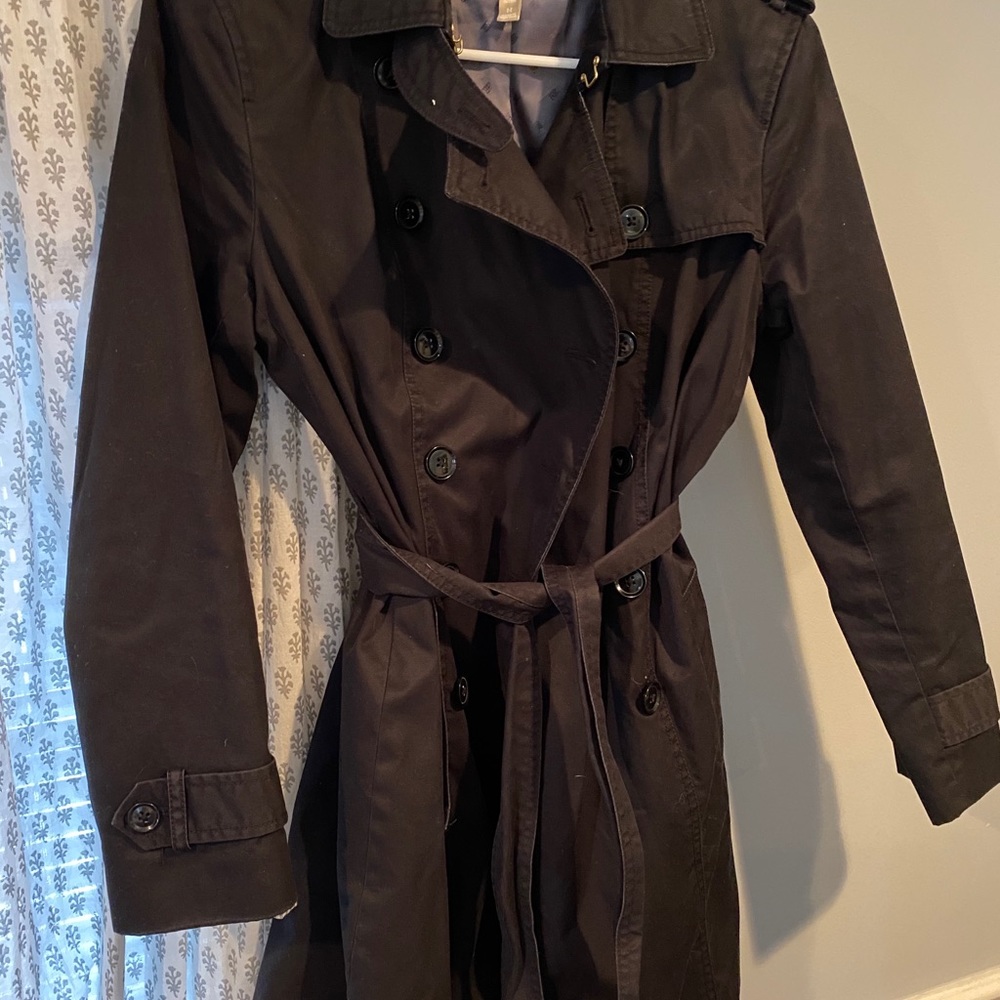 Banana Republic black trench coat size M petite